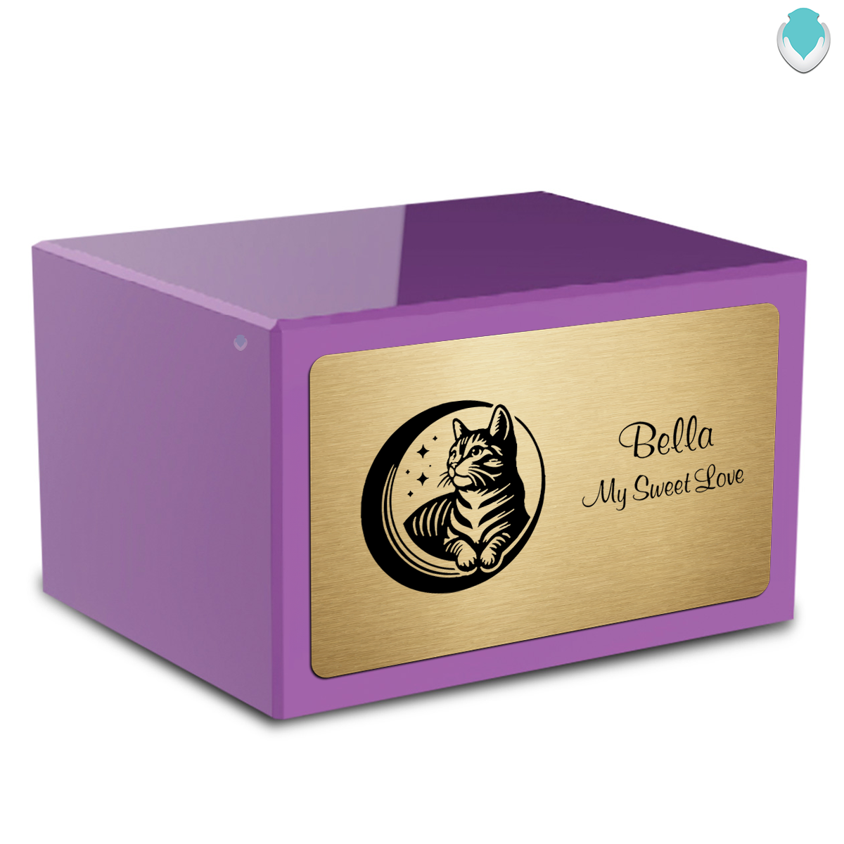 Heritage Purple Cute Cat Large Pet Cremation Box Urn