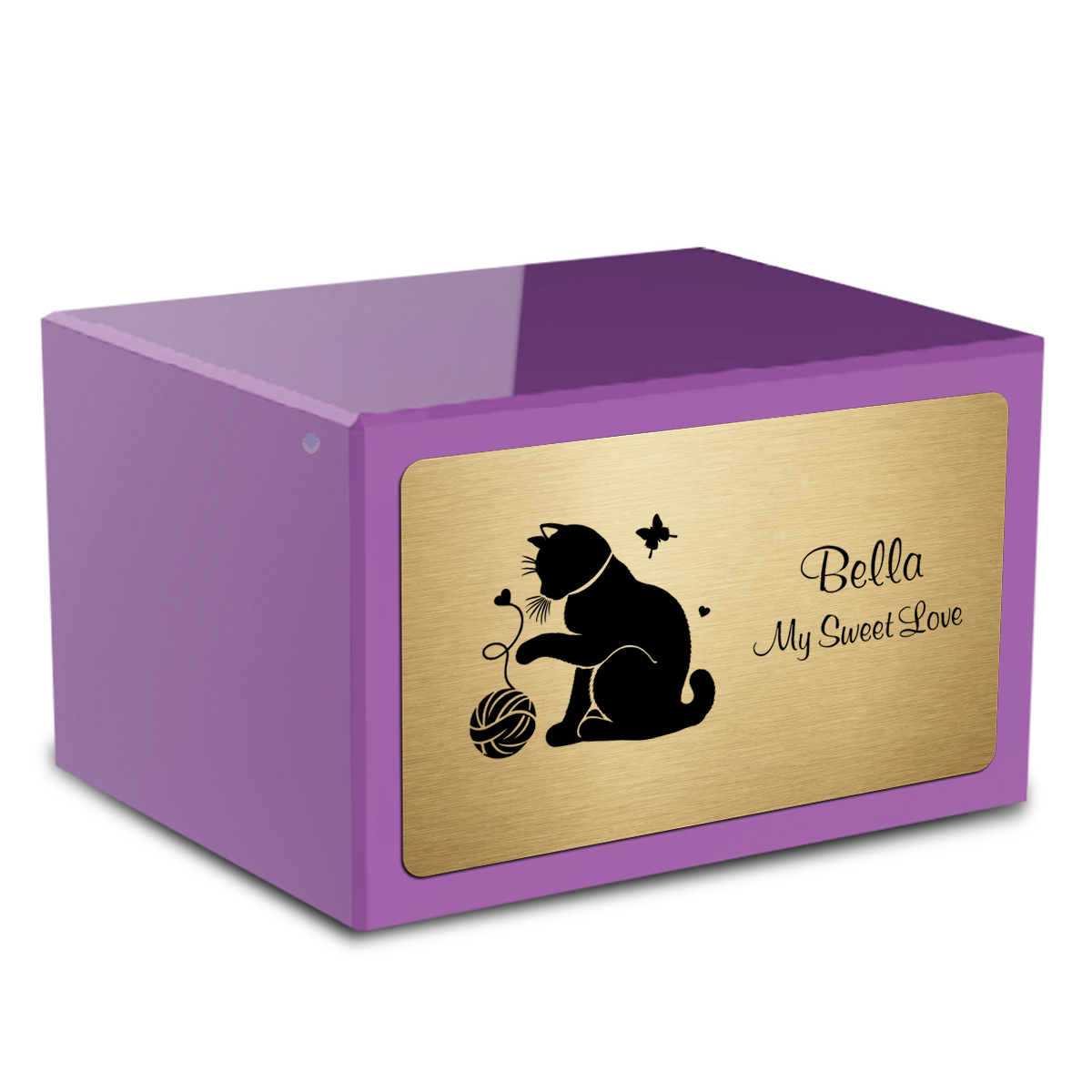 Heritage Purple Fun Cat Large Pet Cremation Box Urn