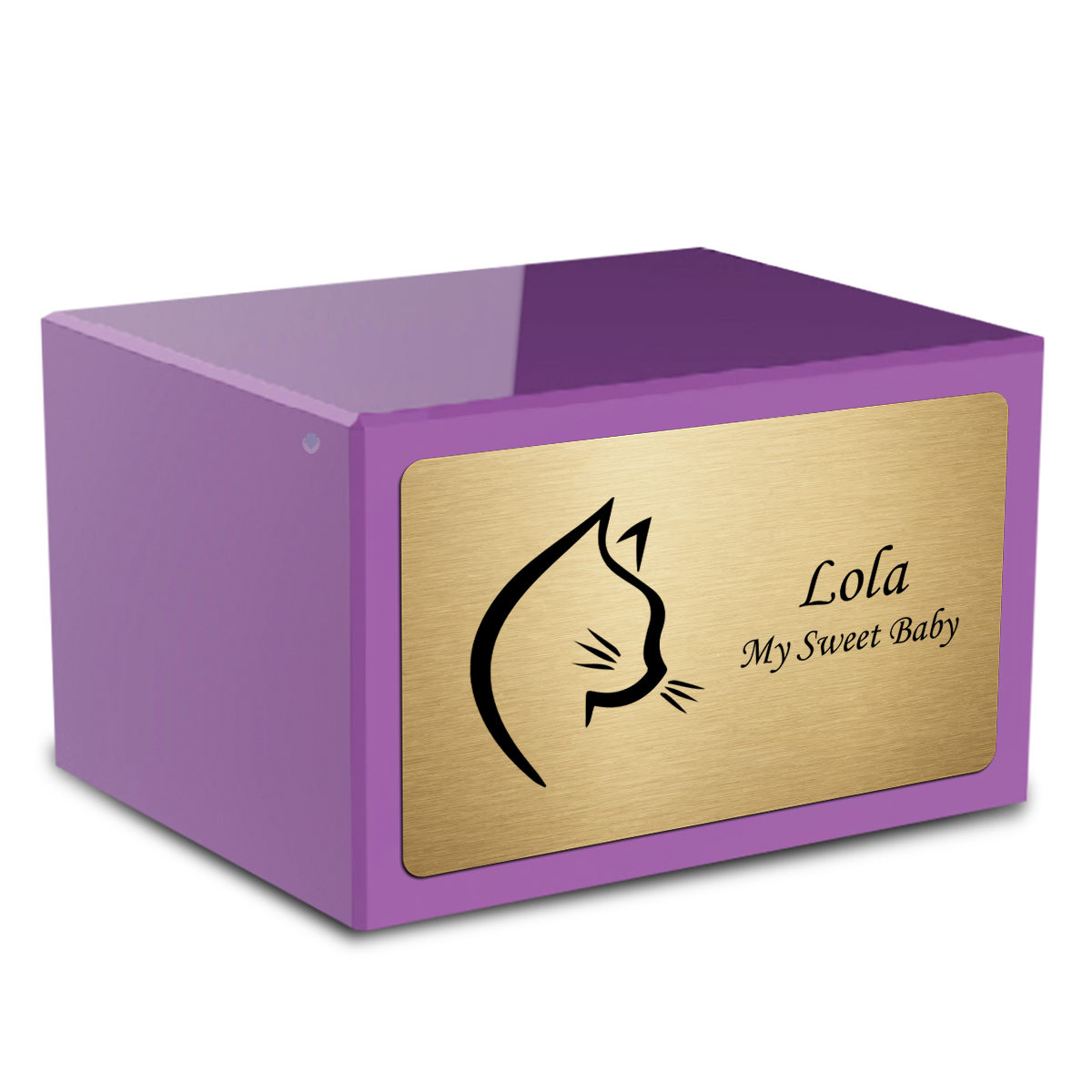 Heritage Purple Cat Large Pet Cremation Box Urn