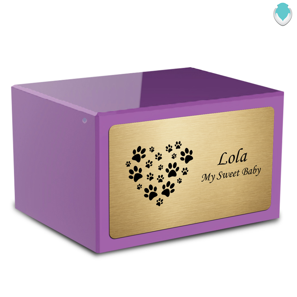 Heritage Purple Heart Paws Large Pet Cremation Box Urn