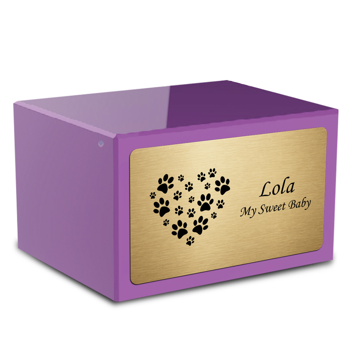 Heritage Purple Heart Paws Large Pet Cremation Box Urn