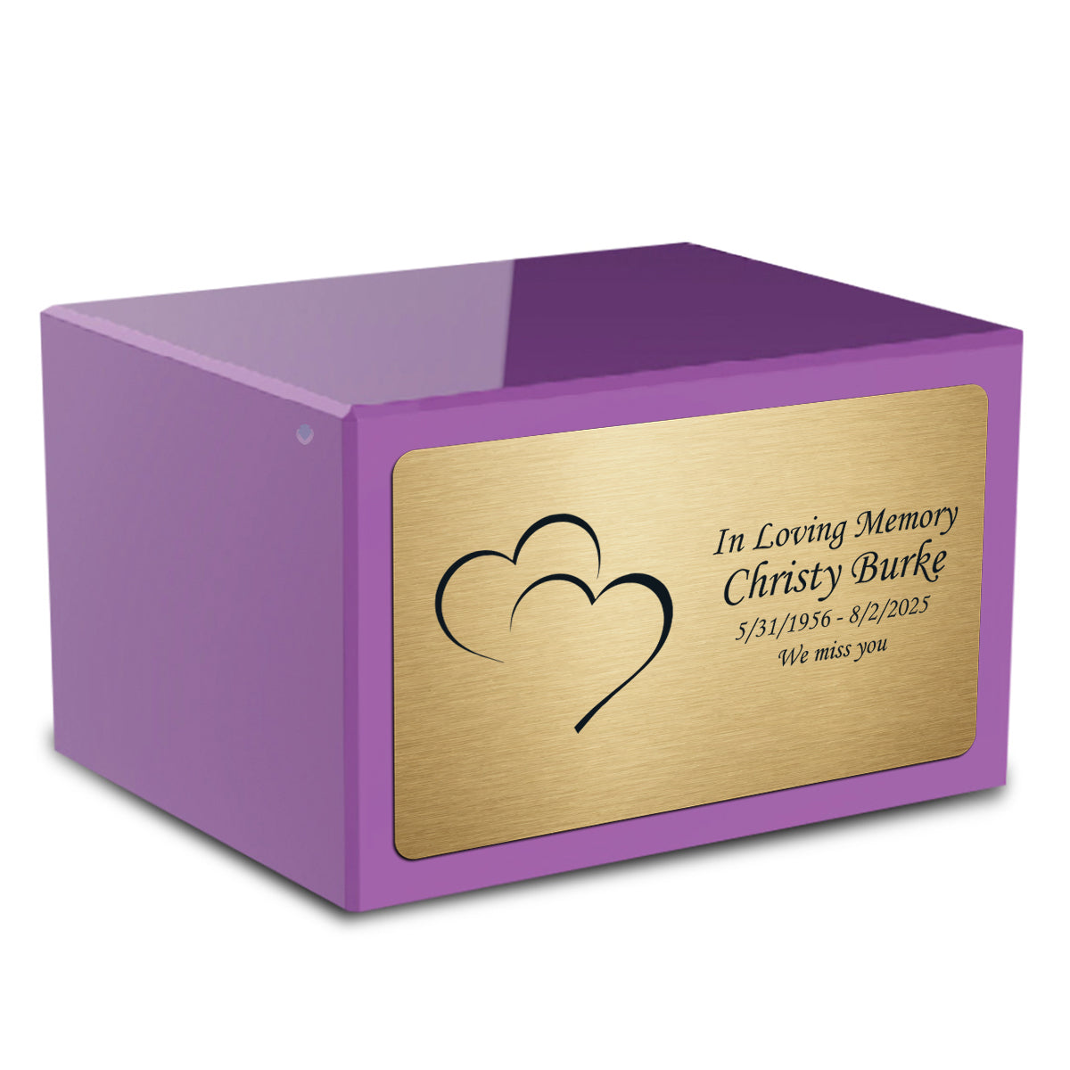 Custom Engraved Heritage Purple Adult Cremation Urn Memorial Box for Ashes