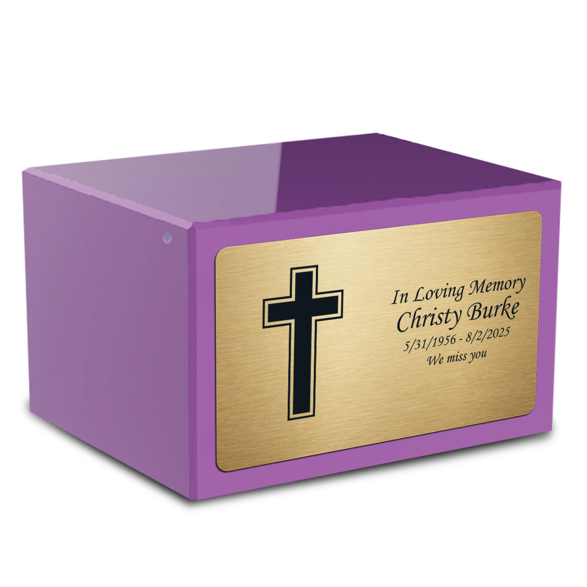 Custom Engraved Heritage Purple Adult Cremation Urn Memorial Box for Ashes
