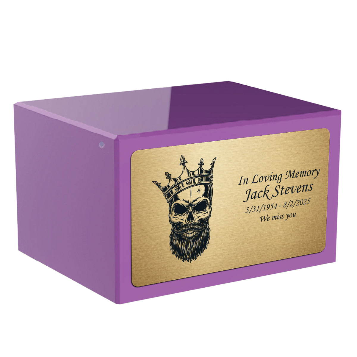 Custom Engraved Heritage Purple Adult Cremation Urn Memorial Box for Ashes
