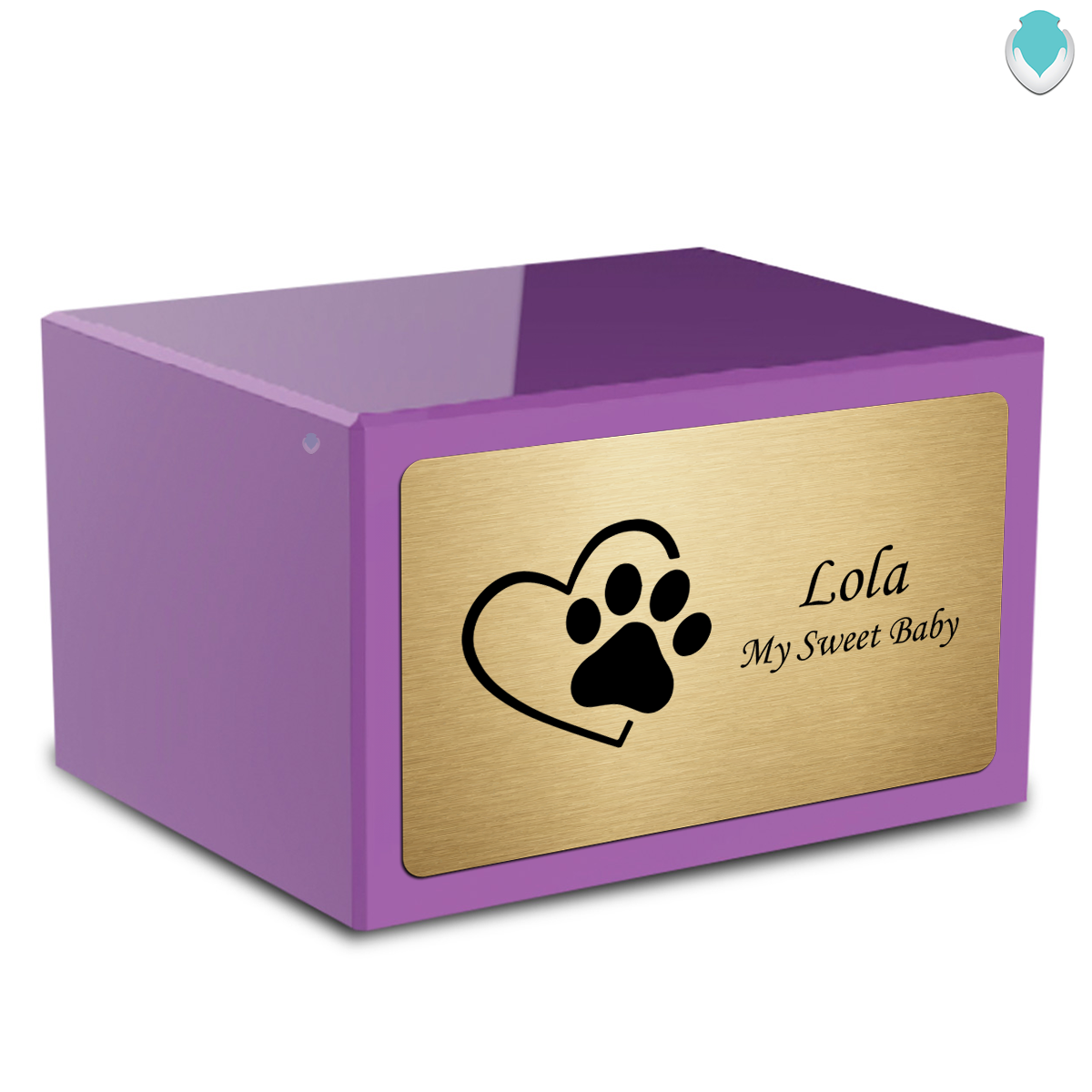 Heritage Purple Single Paw Heart Large Pet Cremation Box Urn