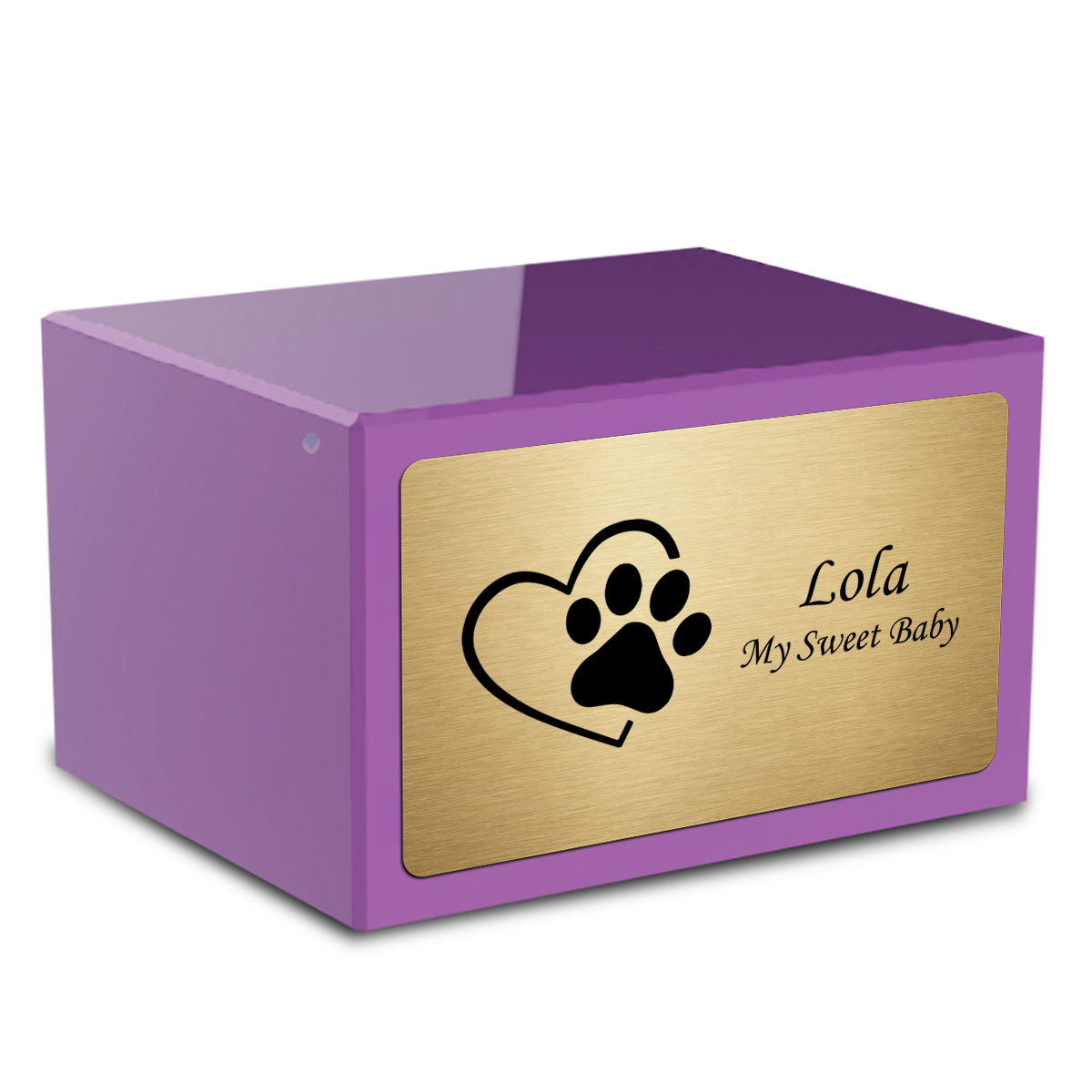 Heritage Purple Single Paw Heart Large Pet Cremation Box Urn