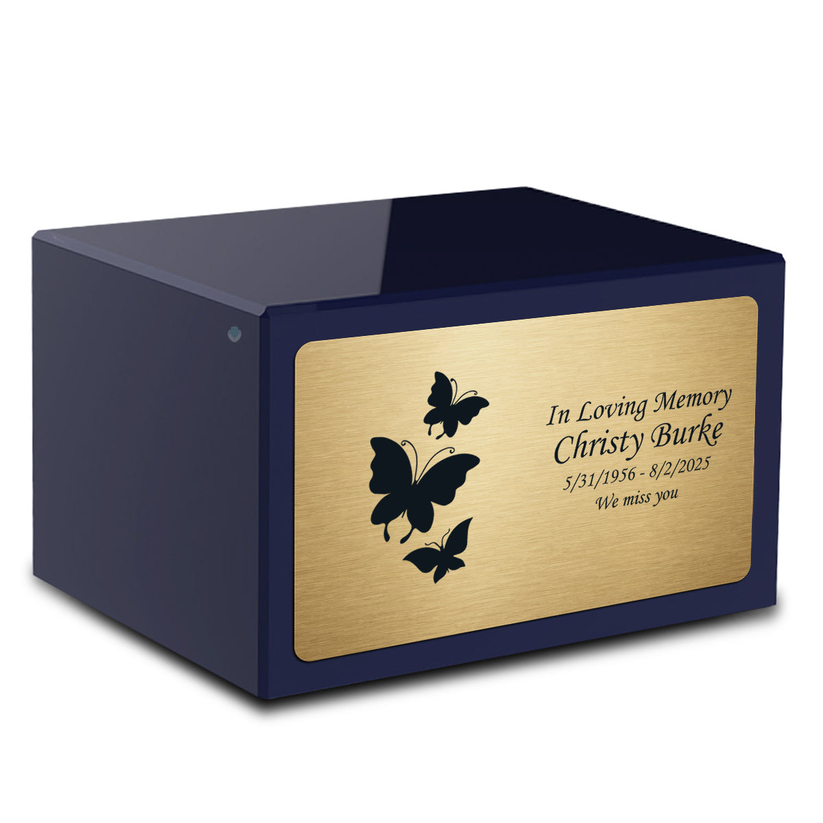 Custom Engraved Heritage Navy Adult Cremation Urn Memorial Box for Ashes