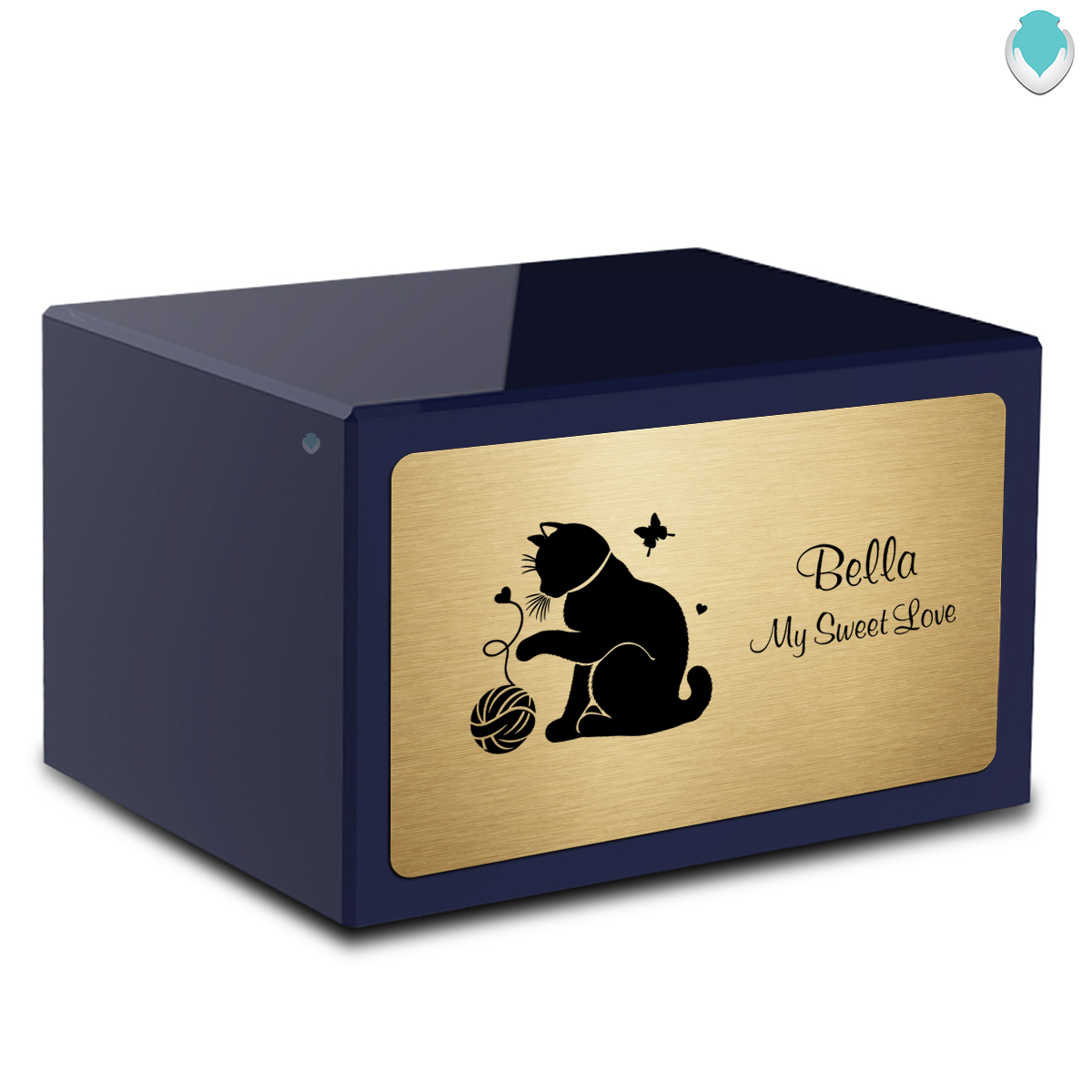 Heritage Navy Fun Cat Large Pet Cremation Box Urn
