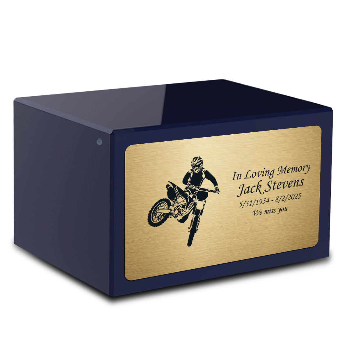 Custom Engraved Heritage Navy Adult Cremation Urn Memorial Box for Ashes