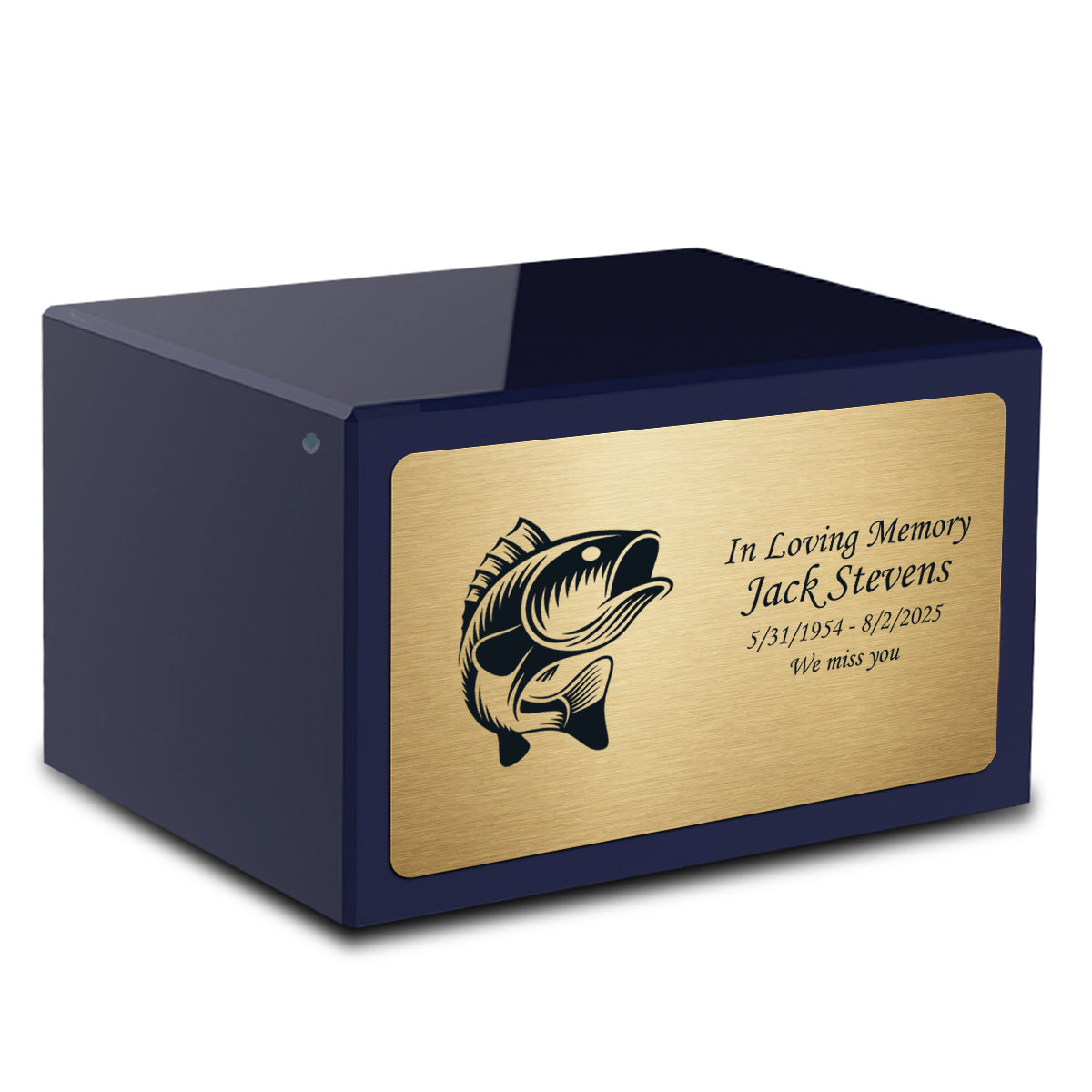 Custom Engraved Heritage Navy Adult Cremation Urn Memorial Box for Ashes