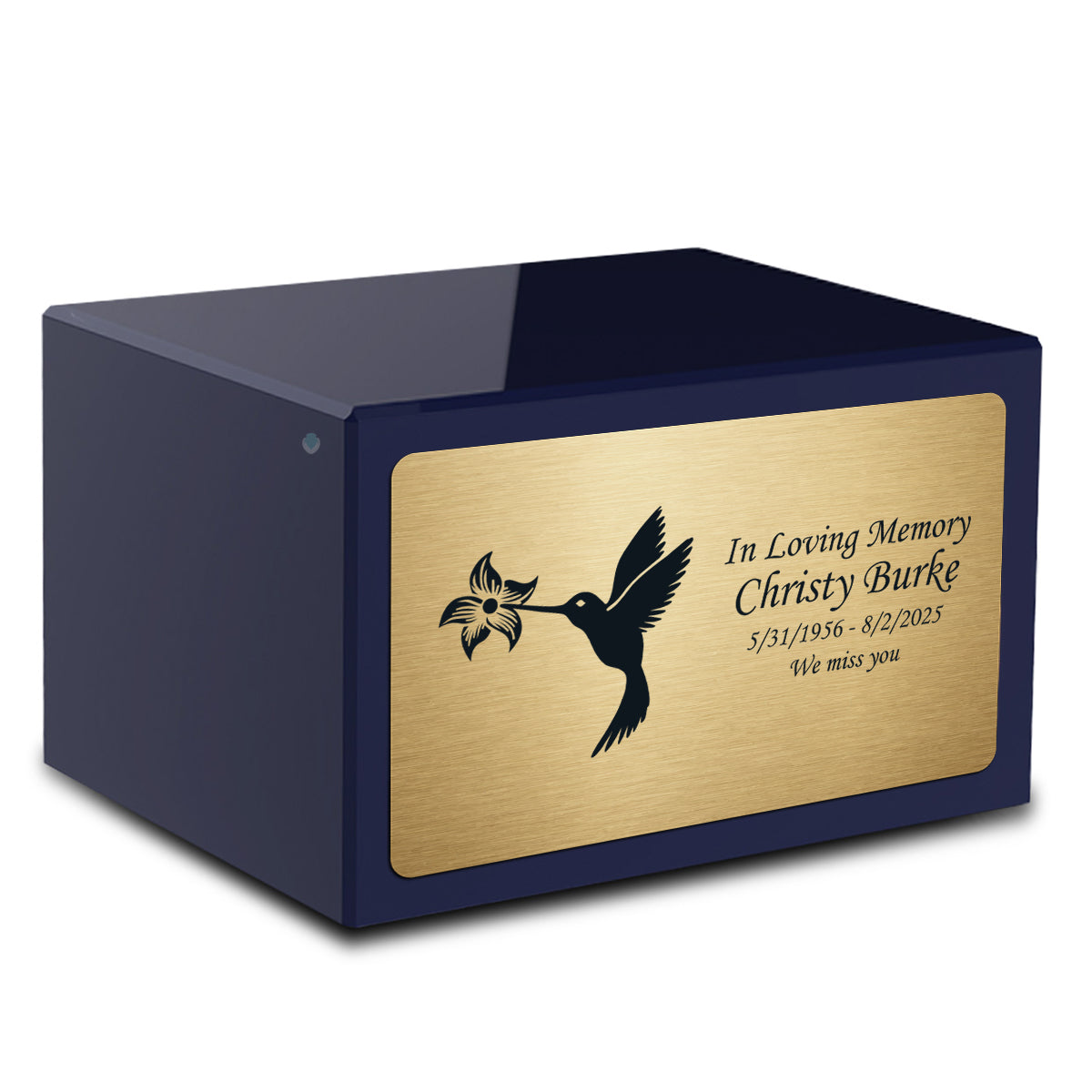 Custom Engraved Heritage Navy Adult Cremation Urn Memorial Box for Ashes