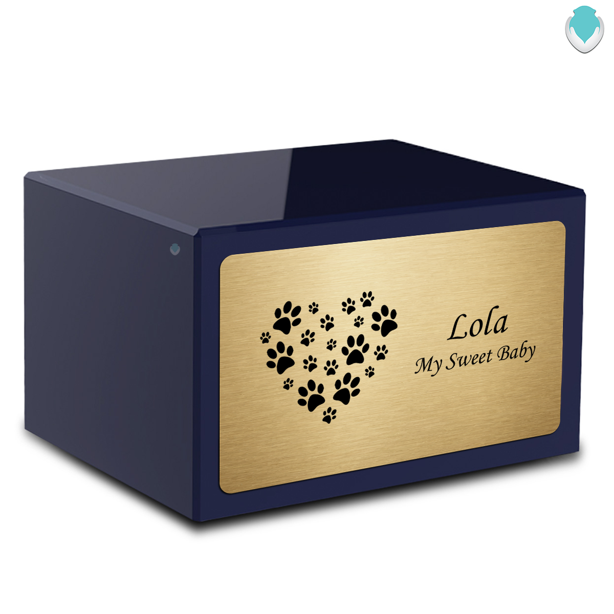 Heritage Navy Heart Paws Large Pet Cremation Box Urn