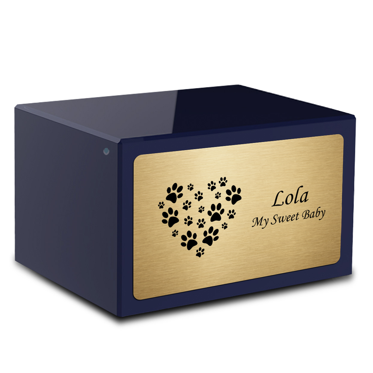 Heritage Navy Heart Paws Large Pet Cremation Box Urn