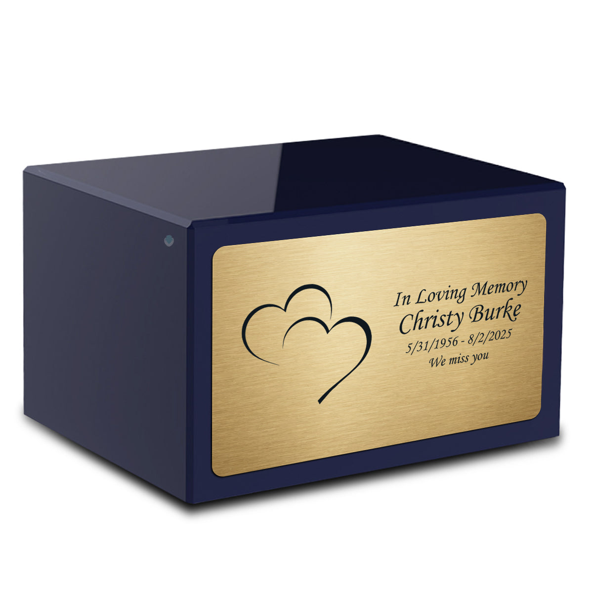 Custom Engraved Heritage Navy Adult Cremation Urn Memorial Box for Ashes