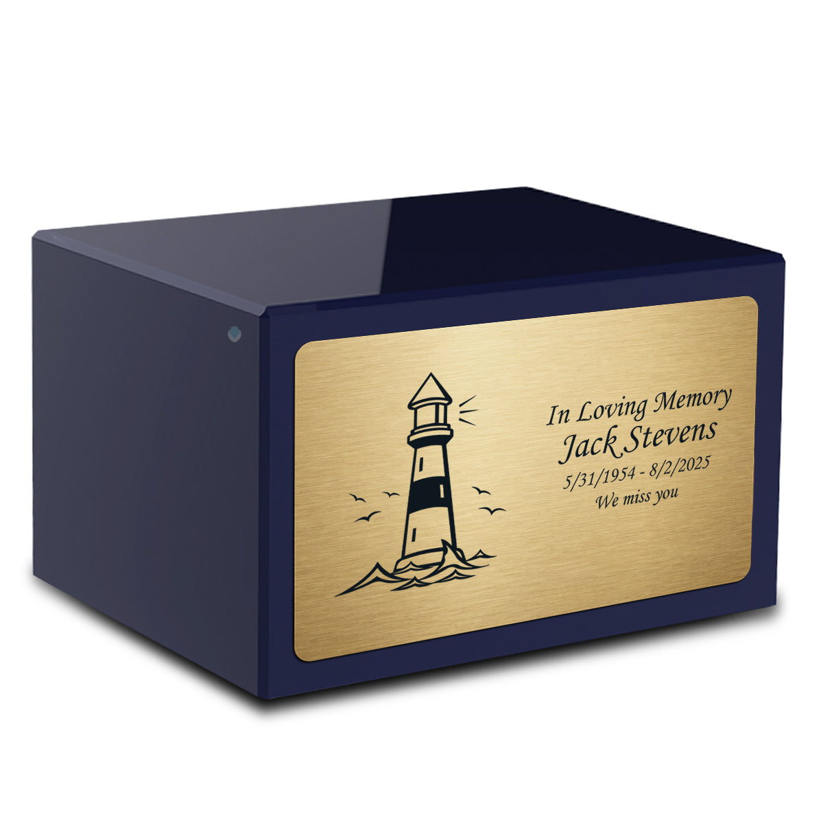 Custom Engraved Heritage Navy Adult Cremation Urn Memorial Box for Ashes