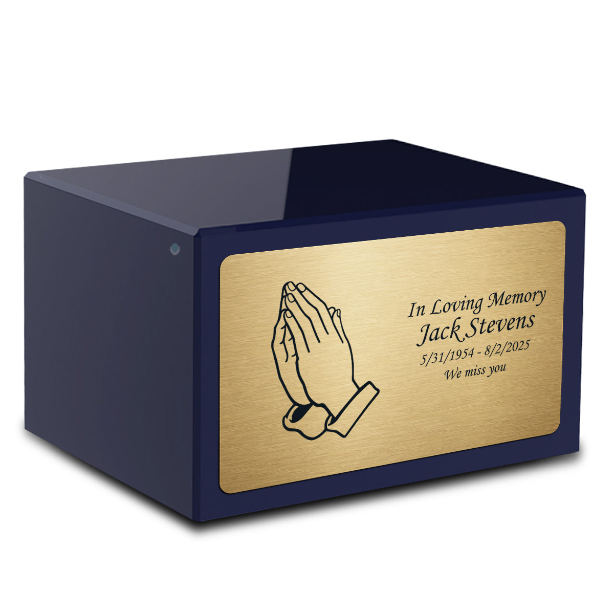 Custom Engraved Heritage Navy Adult Cremation Urn Memorial Box for Ashes