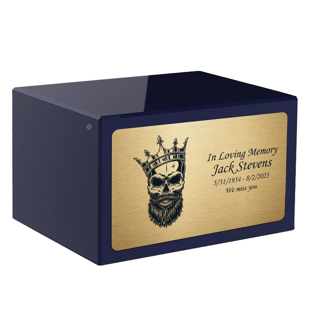 Custom Engraved Heritage Navy Adult Cremation Urn Memorial Box for Ashes