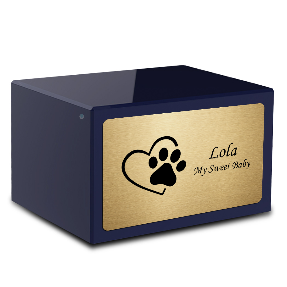 Heritage Navy Single Paw Heart Large Pet Cremation Box Urn