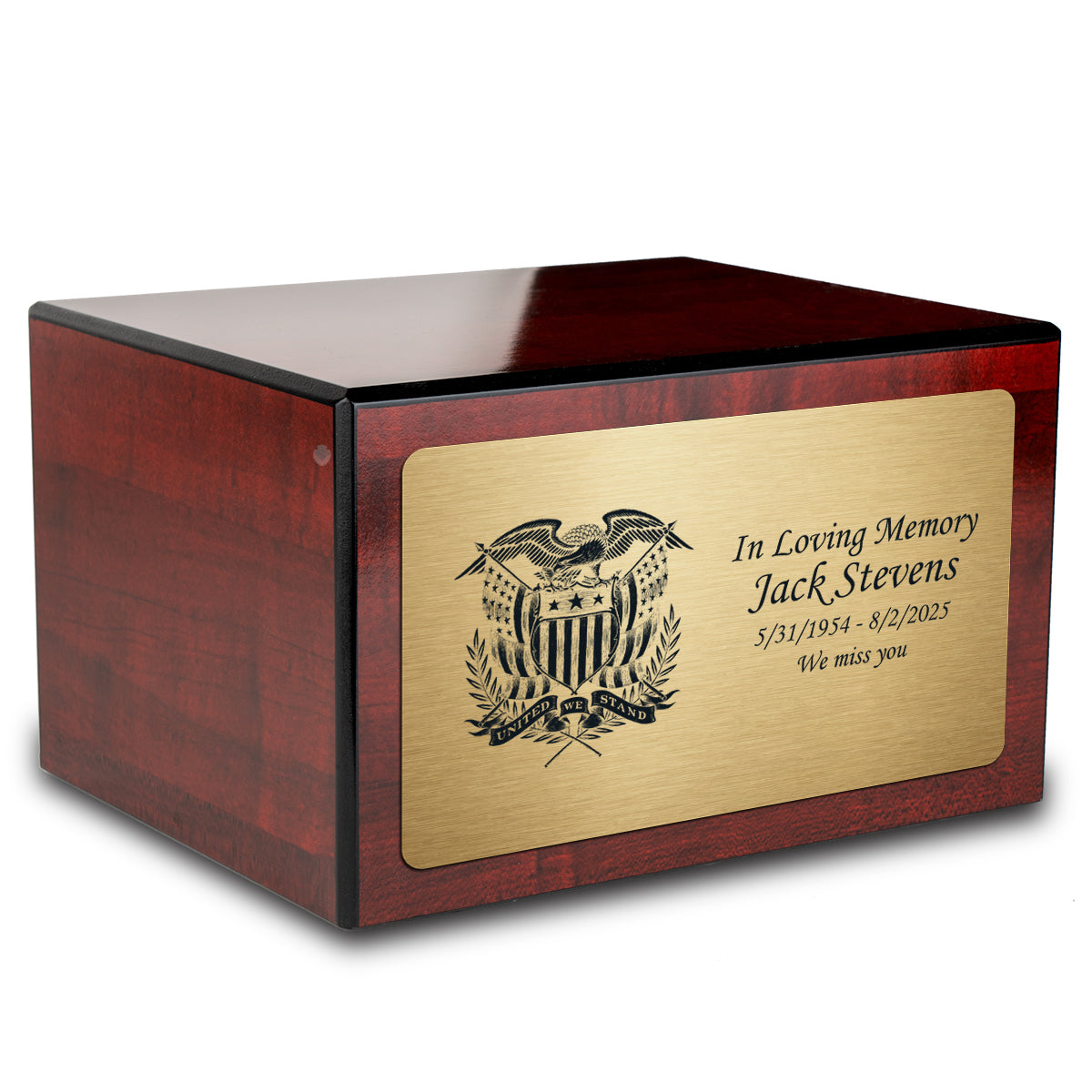 Custom Engraved Heritage Cherry Adult Cremation Urn Memorial Box for Ashes
