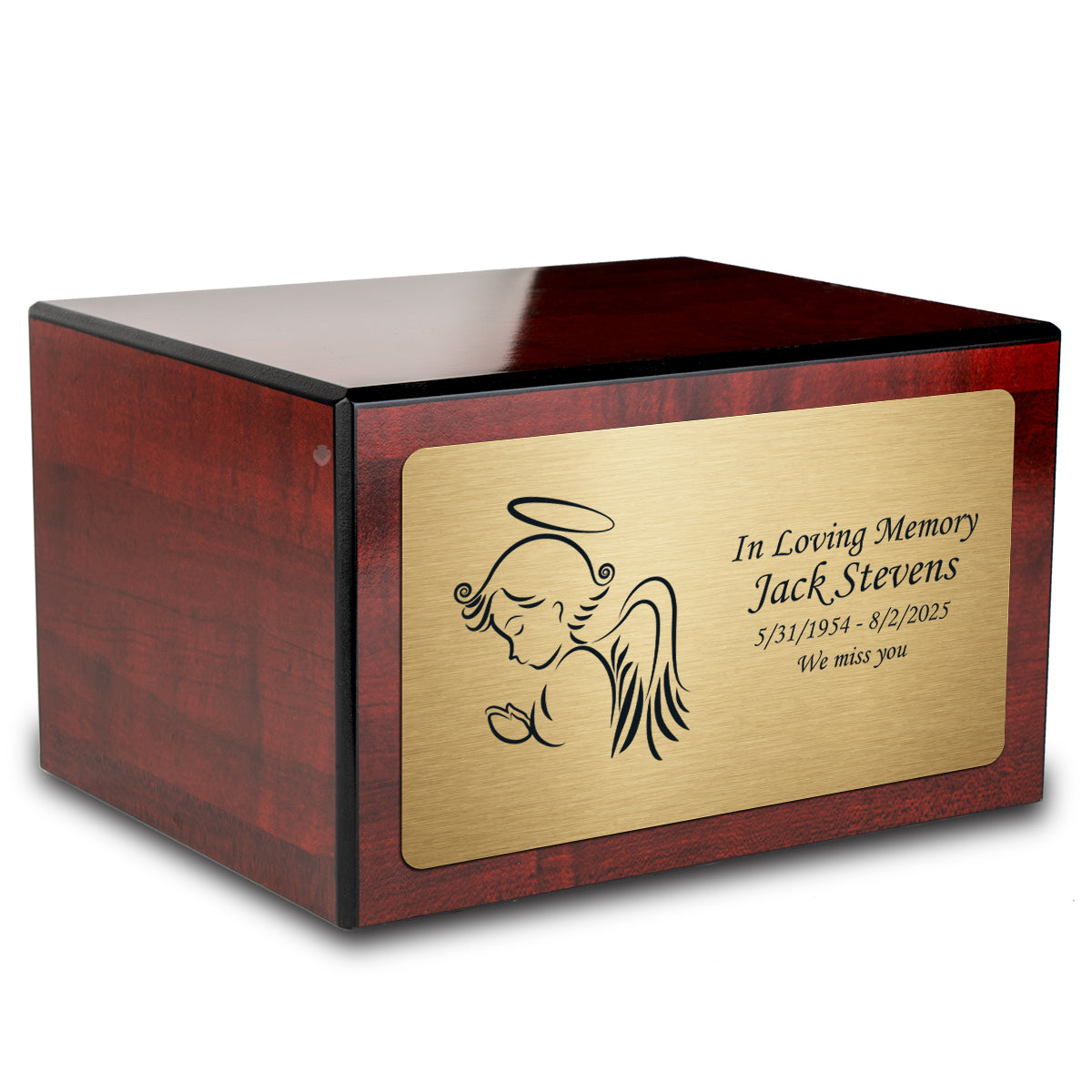 Custom Engraved Heritage Cherry Adult Cremation Urn Memorial Box for Ashes
