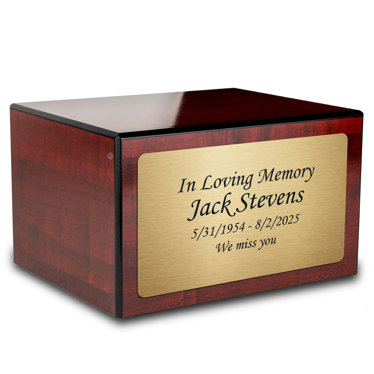 Custom Engraved Heritage Cherry Adult Cremation Urn Memorial Box for Ashes