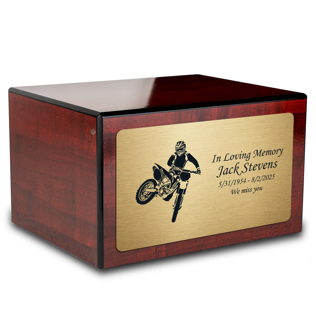 Custom Engraved Heritage Cherry Adult Cremation Urn Memorial Box for Ashes
