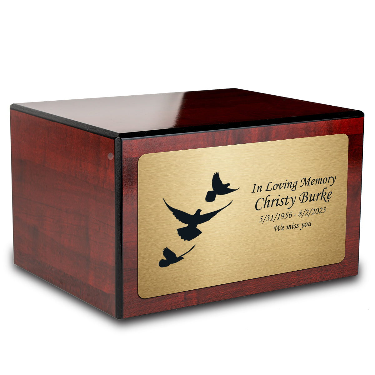 Custom Engraved Heritage Cherry Adult Cremation Urn Memorial Box for Ashes