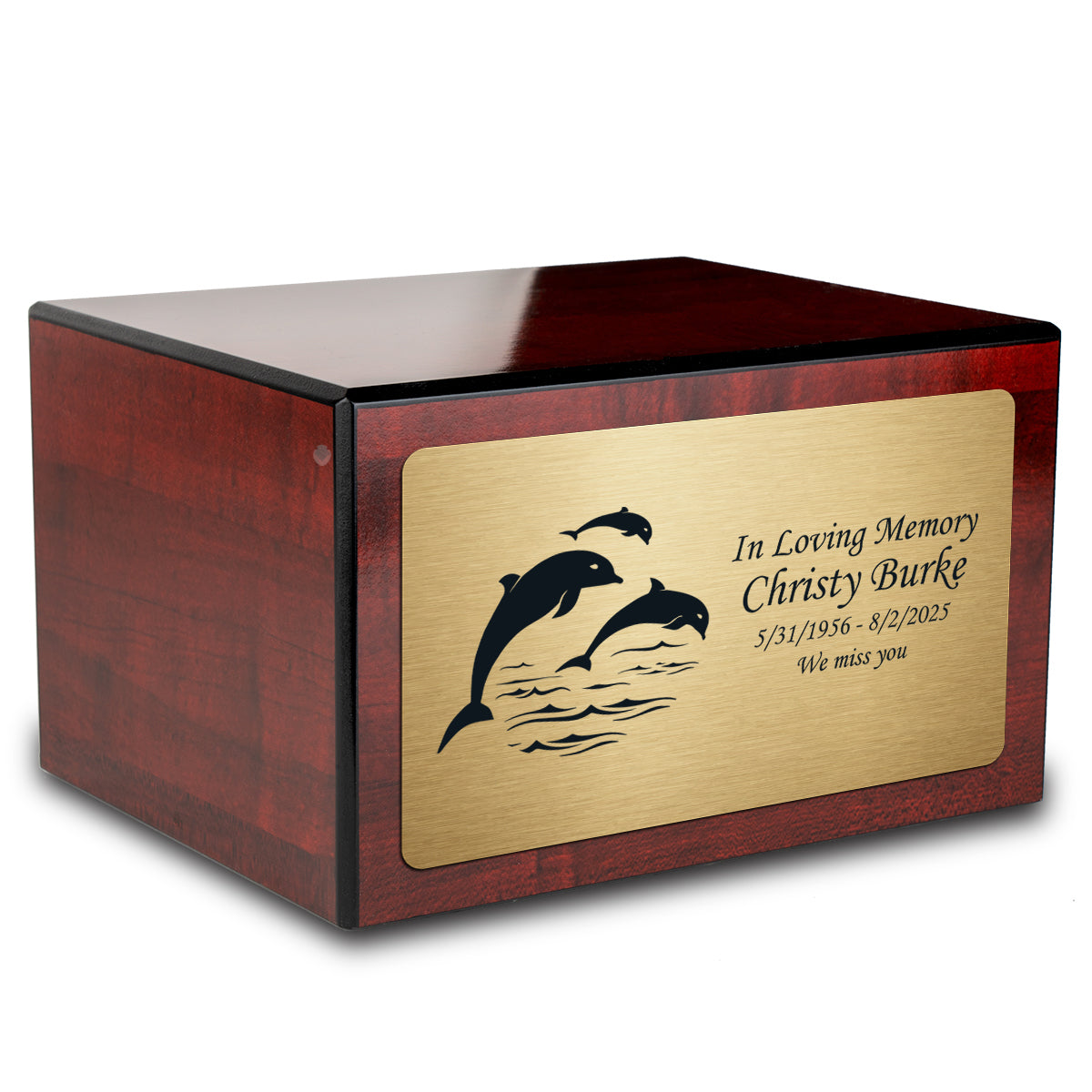 Custom Engraved Heritage Cherry Adult Cremation Urn Memorial Box for Ashes