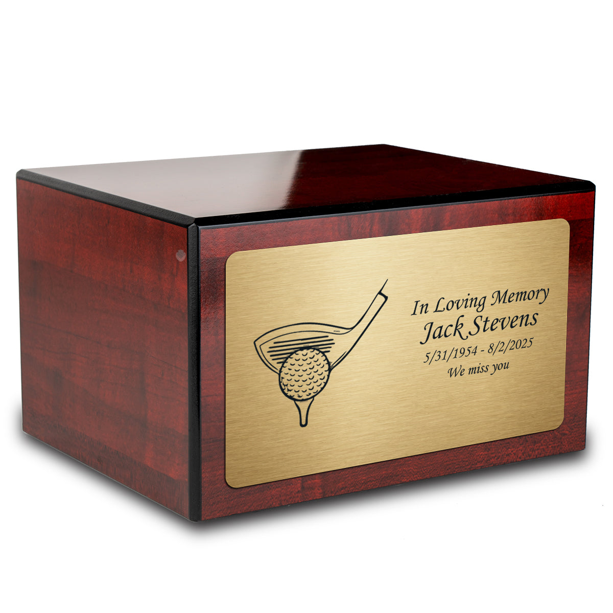 Custom Engraved Heritage Cherry Adult Cremation Urn Memorial Box for Ashes