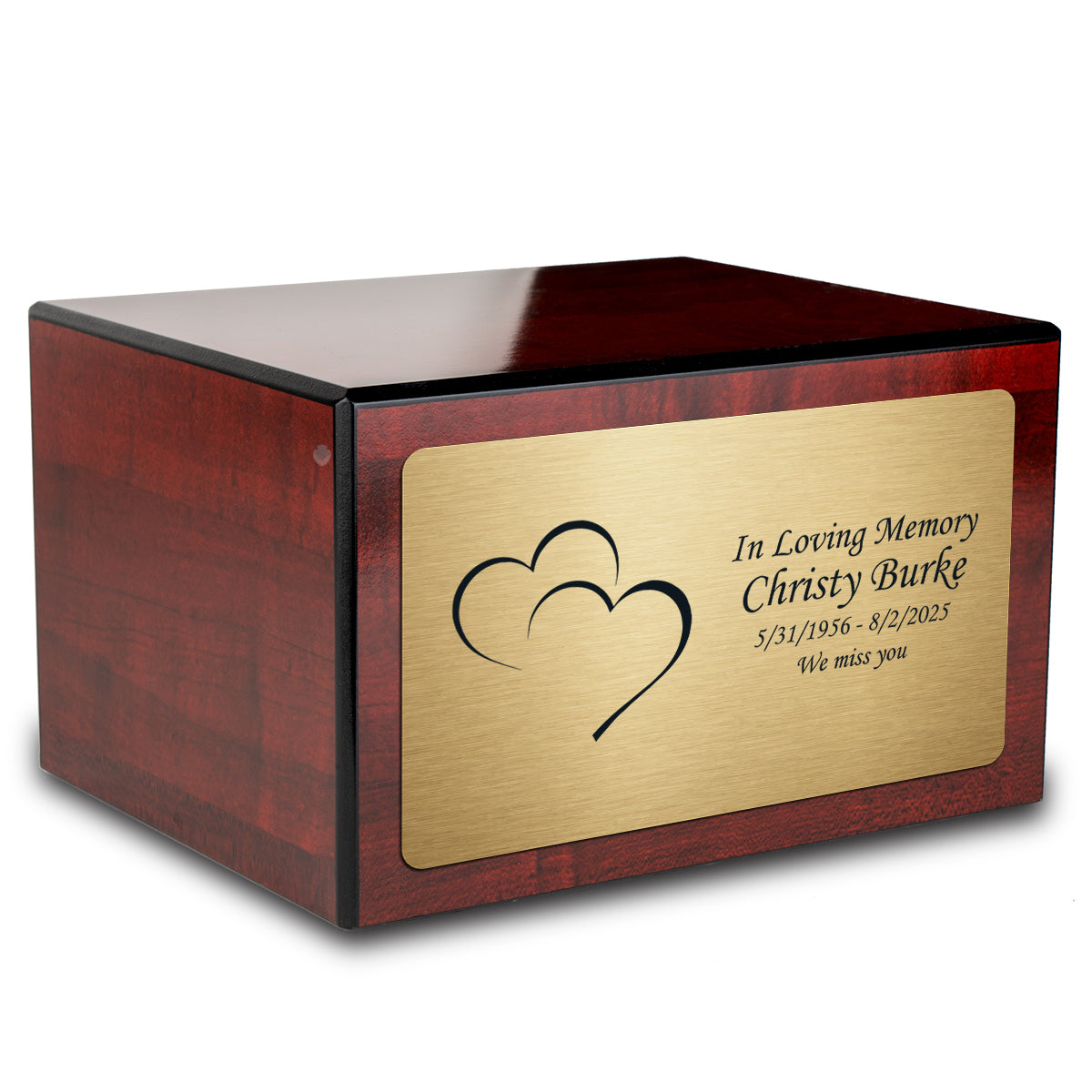 Custom Engraved Heritage Cherry Adult Cremation Urn Memorial Box for Ashes