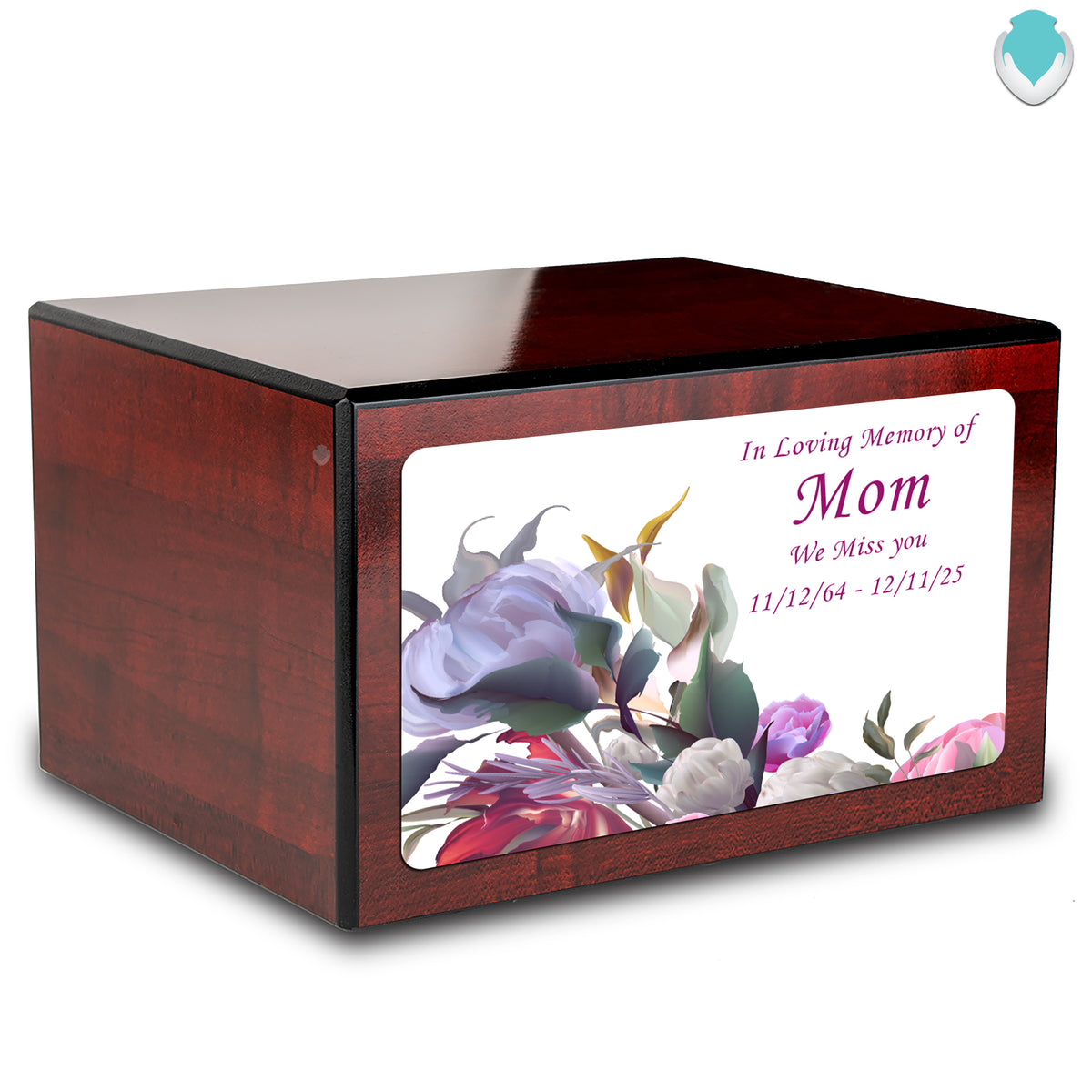 Custom Printed Heritage Cherry Flowers Wood Box Cremation Urn