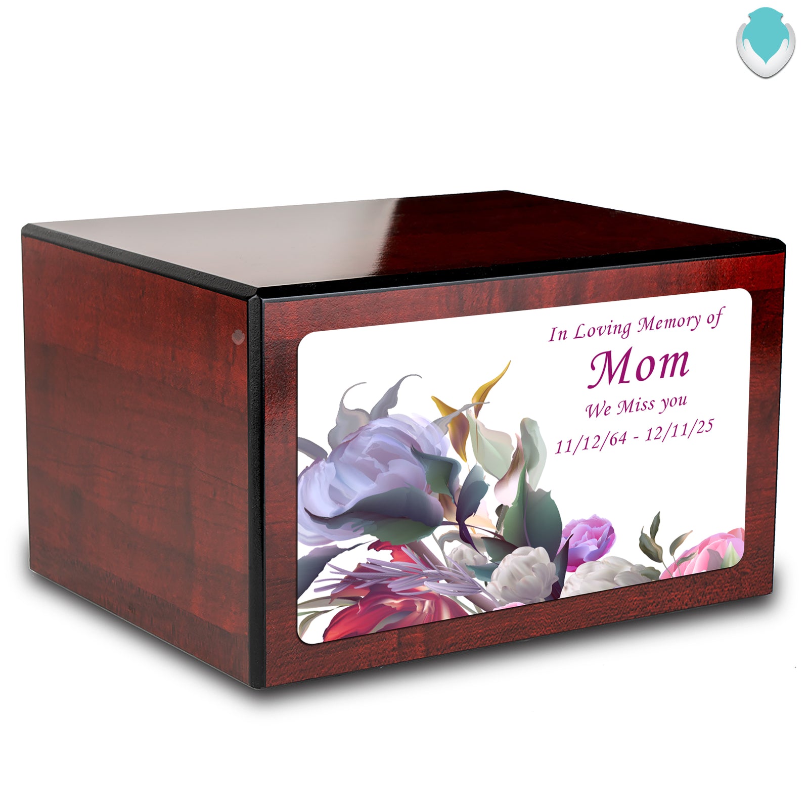 Custom Printed Heritage Cherry Flowers Wood Box Cremation Urn