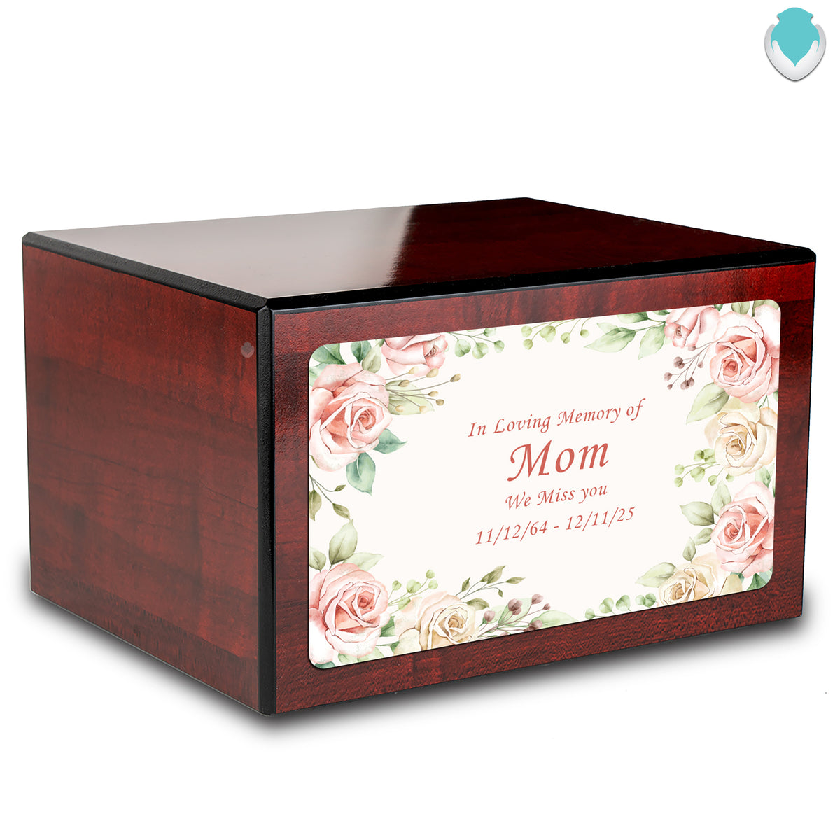 Custom Printed Heritage Cherry Flower Frame Wood Box Cremation Urn
