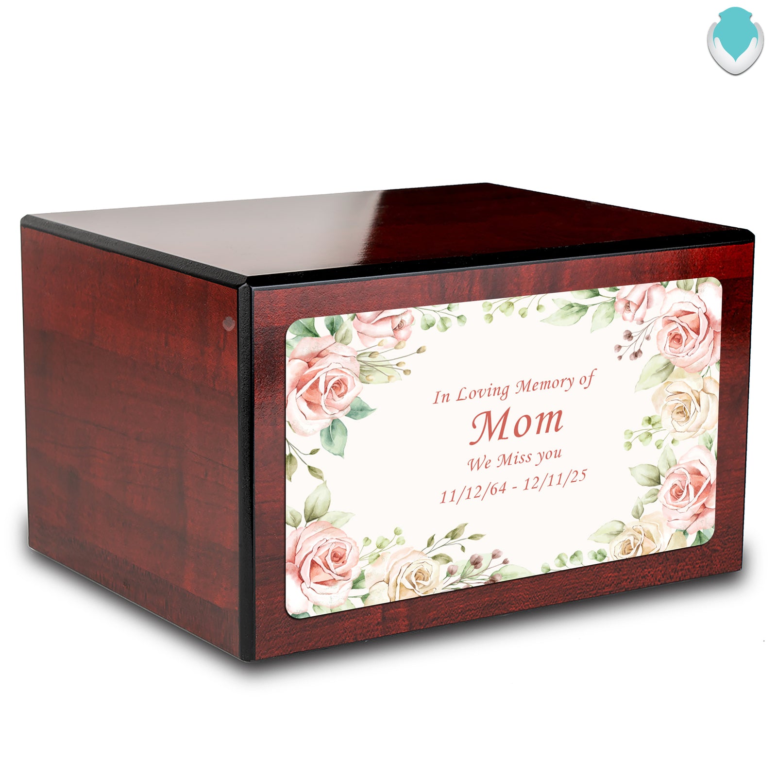 Custom Printed Heritage Cherry Flower Frame Wood Box Cremation Urn