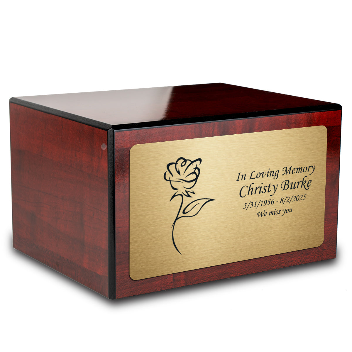 Custom Engraved Heritage Cherry Adult Cremation Urn Memorial Box for Ashes