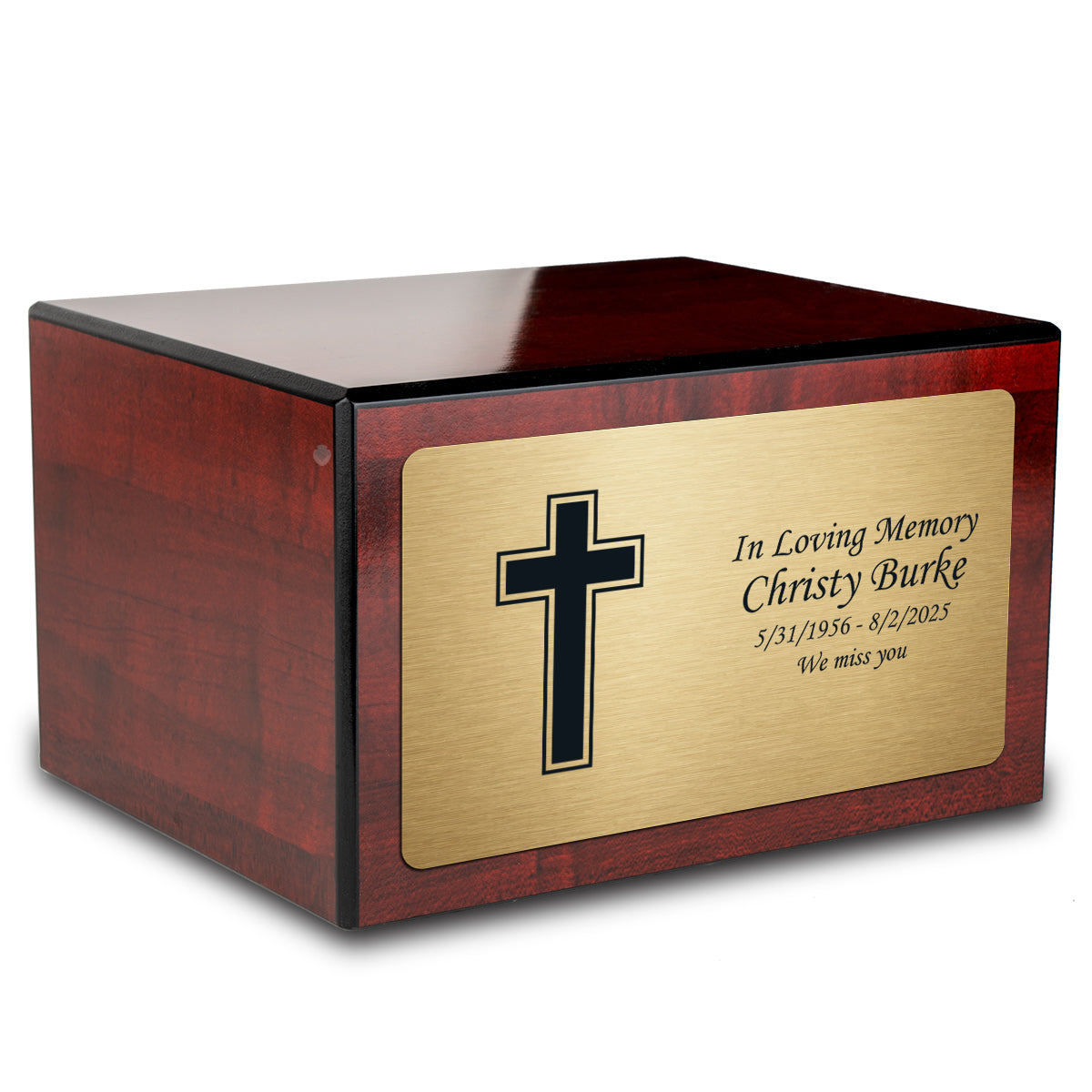 Custom Engraved Heritage Cherry Adult Cremation Urn Memorial Box for Ashes