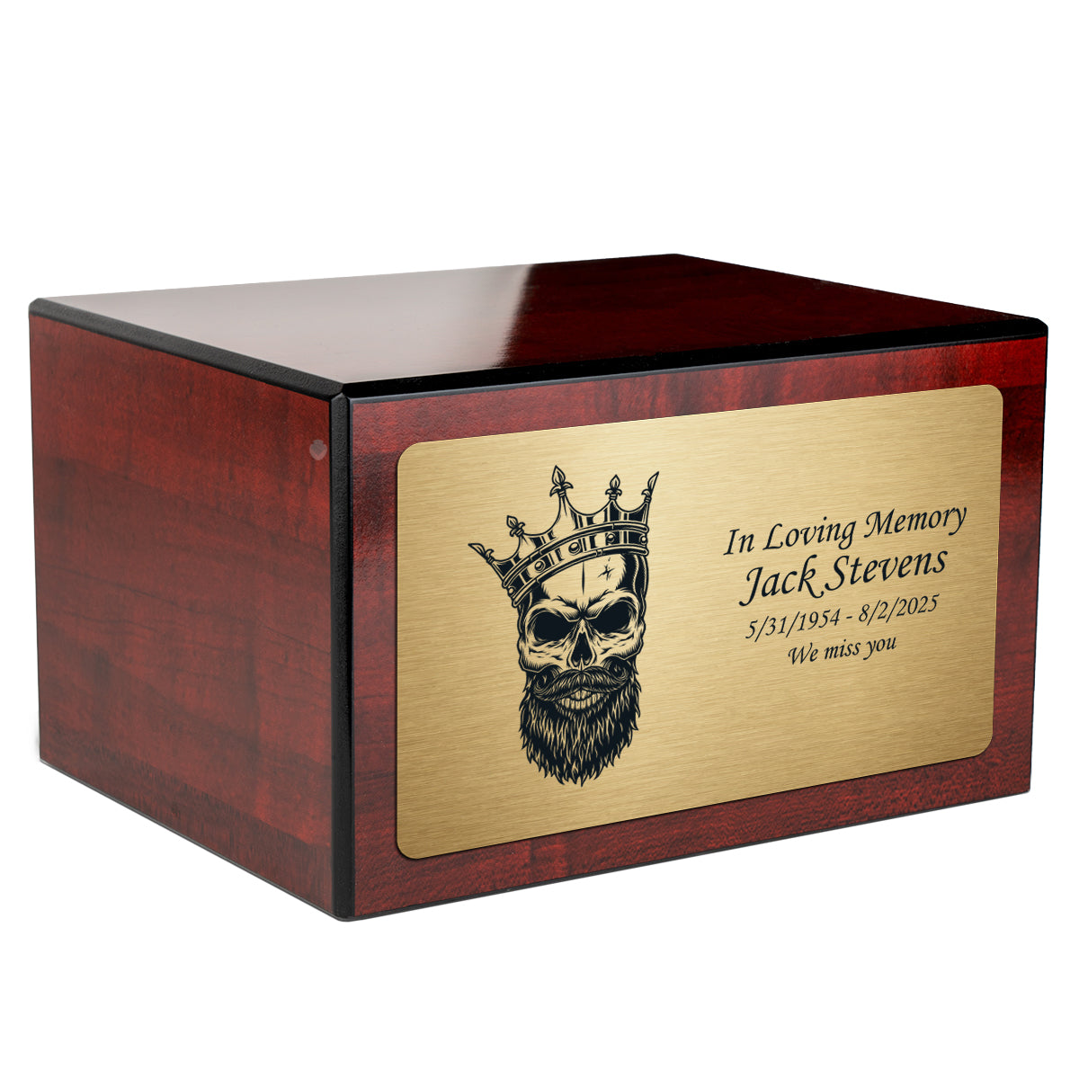 Custom Engraved Heritage Cherry Adult Cremation Urn Memorial Box for Ashes
