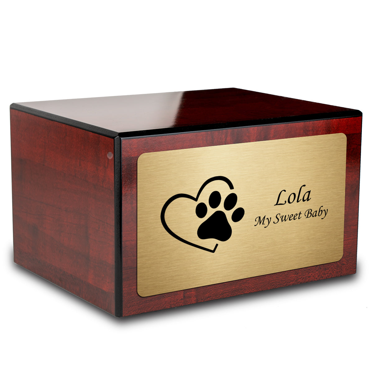 Heritage Cherry Single Paw Heart Large Pet Cremation Box Urn