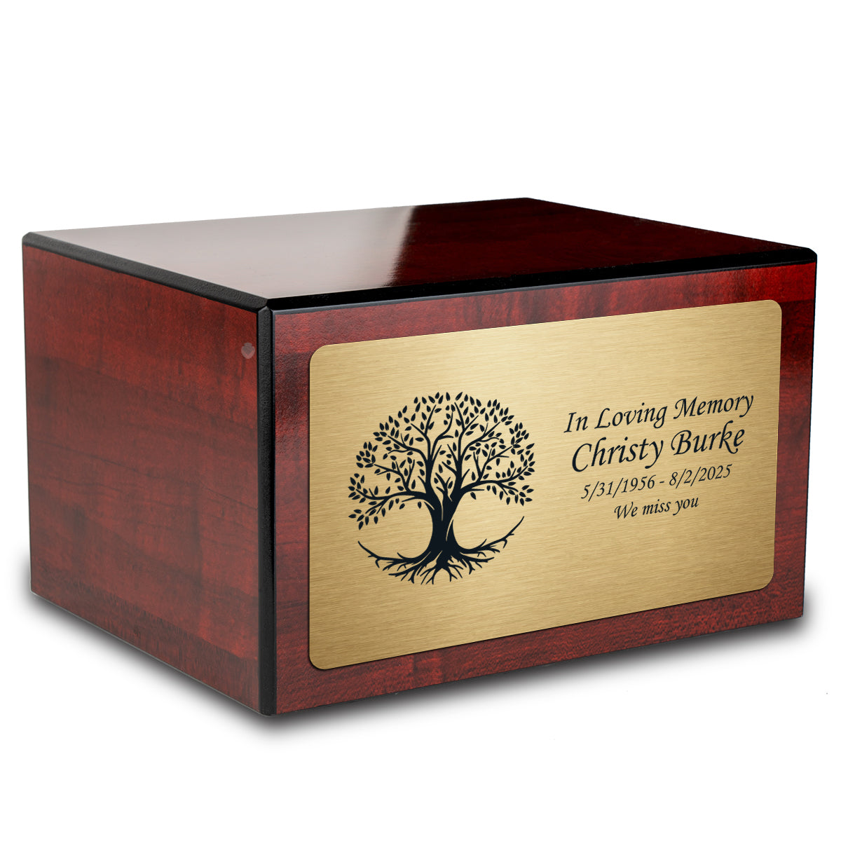 Custom Engraved Heritage Cherry Adult Cremation Urn Memorial Box for Ashes