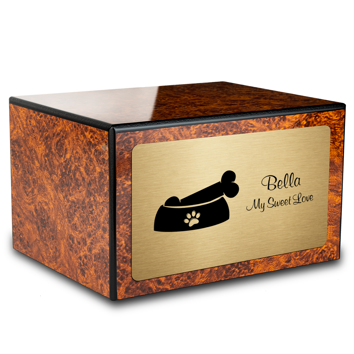 Heritage Burl Dog Bone Large Pet Cremation Box Urn