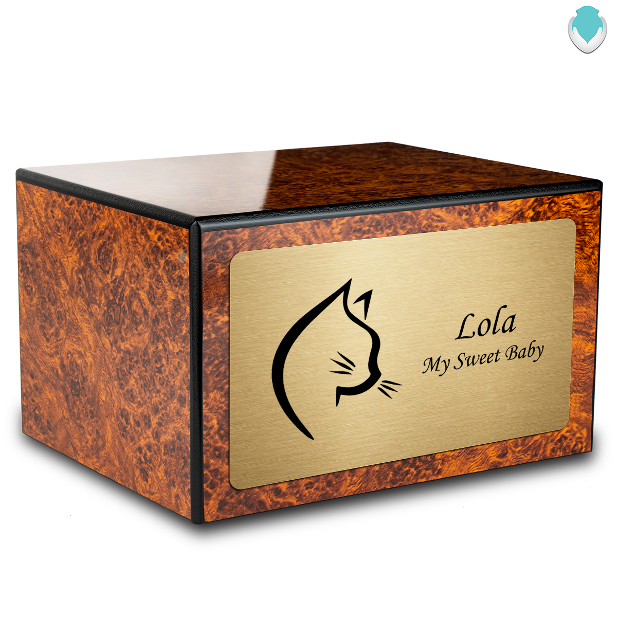 Heritage Burl Cat Large Pet Cremation Box Urn