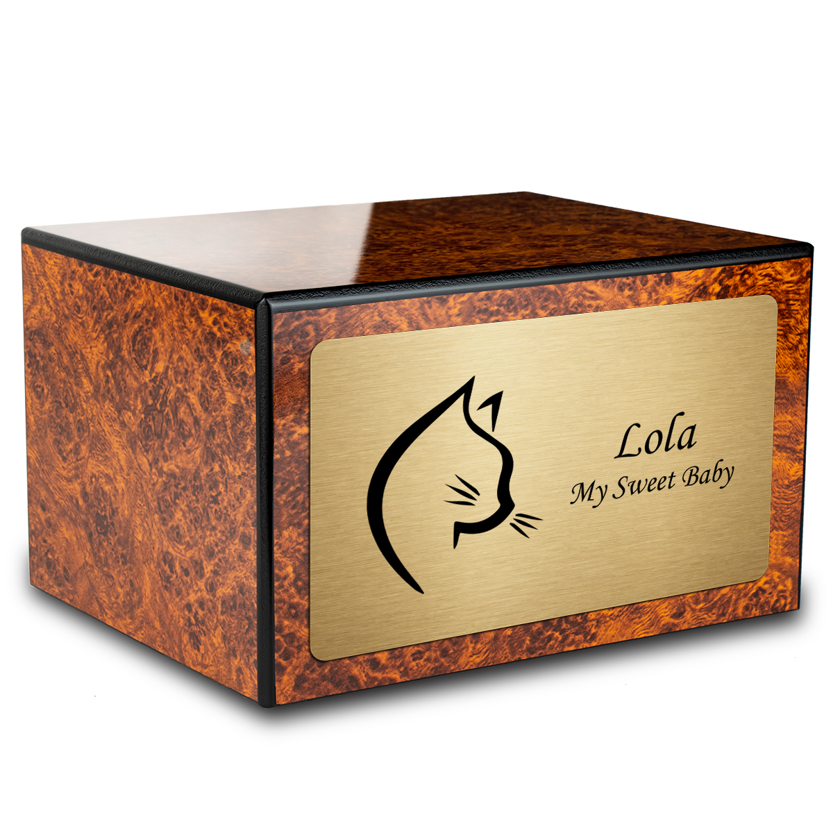Heritage Burl Cat Large Pet Cremation Box Urn