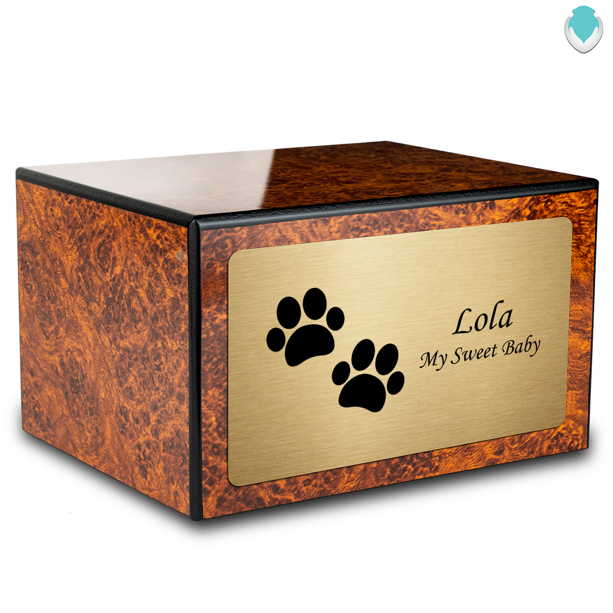 Heritage Burl Walking Paws Large Pet Cremation Box Urn