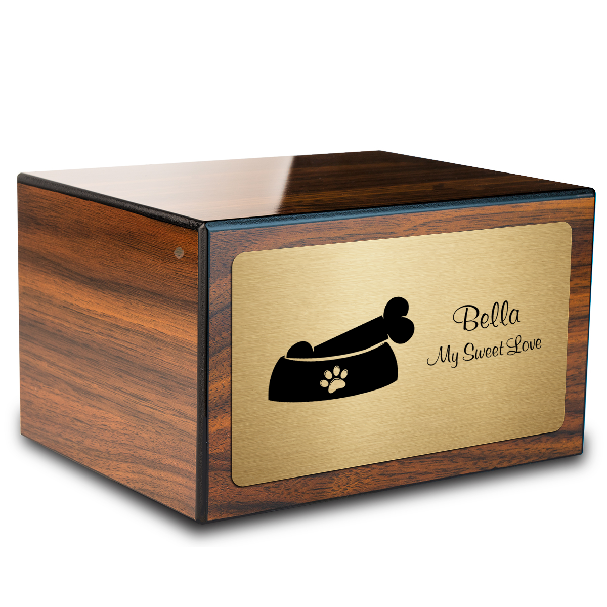 Heritage Walnut Dog Bone Large Pet Cremation Box Urn