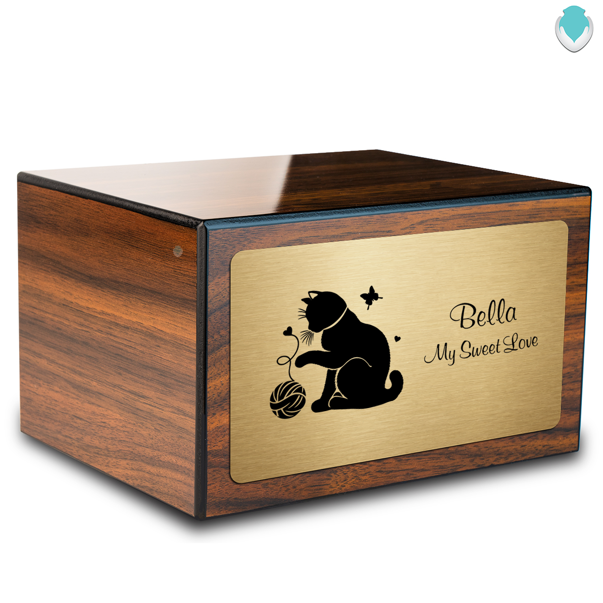 Heritage Walnut Fun Cat Large Pet Cremation Box Urn
