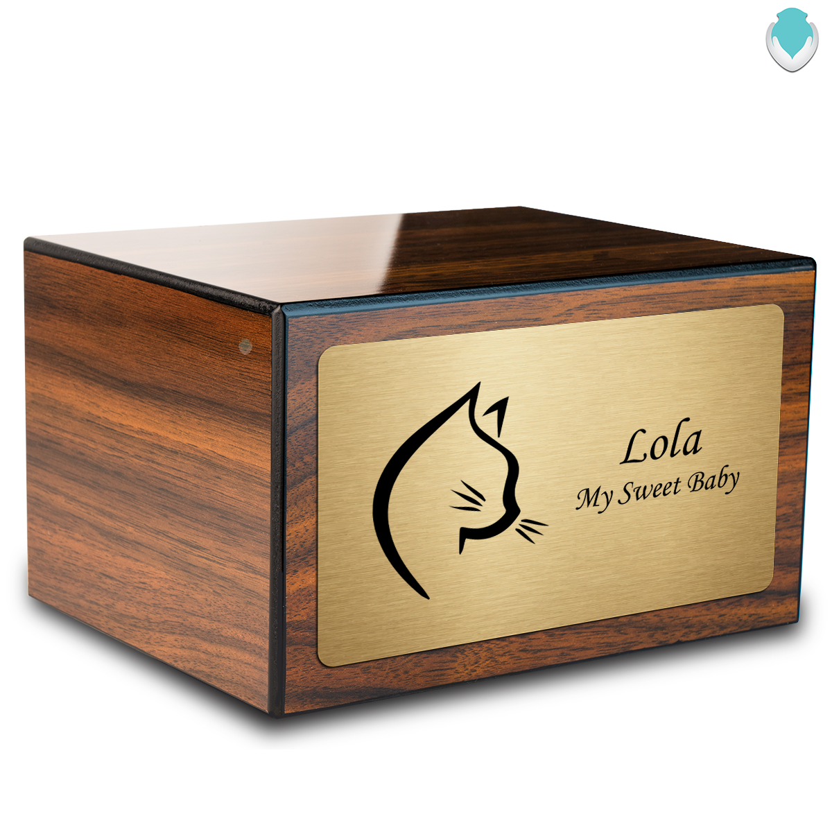 Heritage Walnut Cat Large Pet Cremation Box Urn