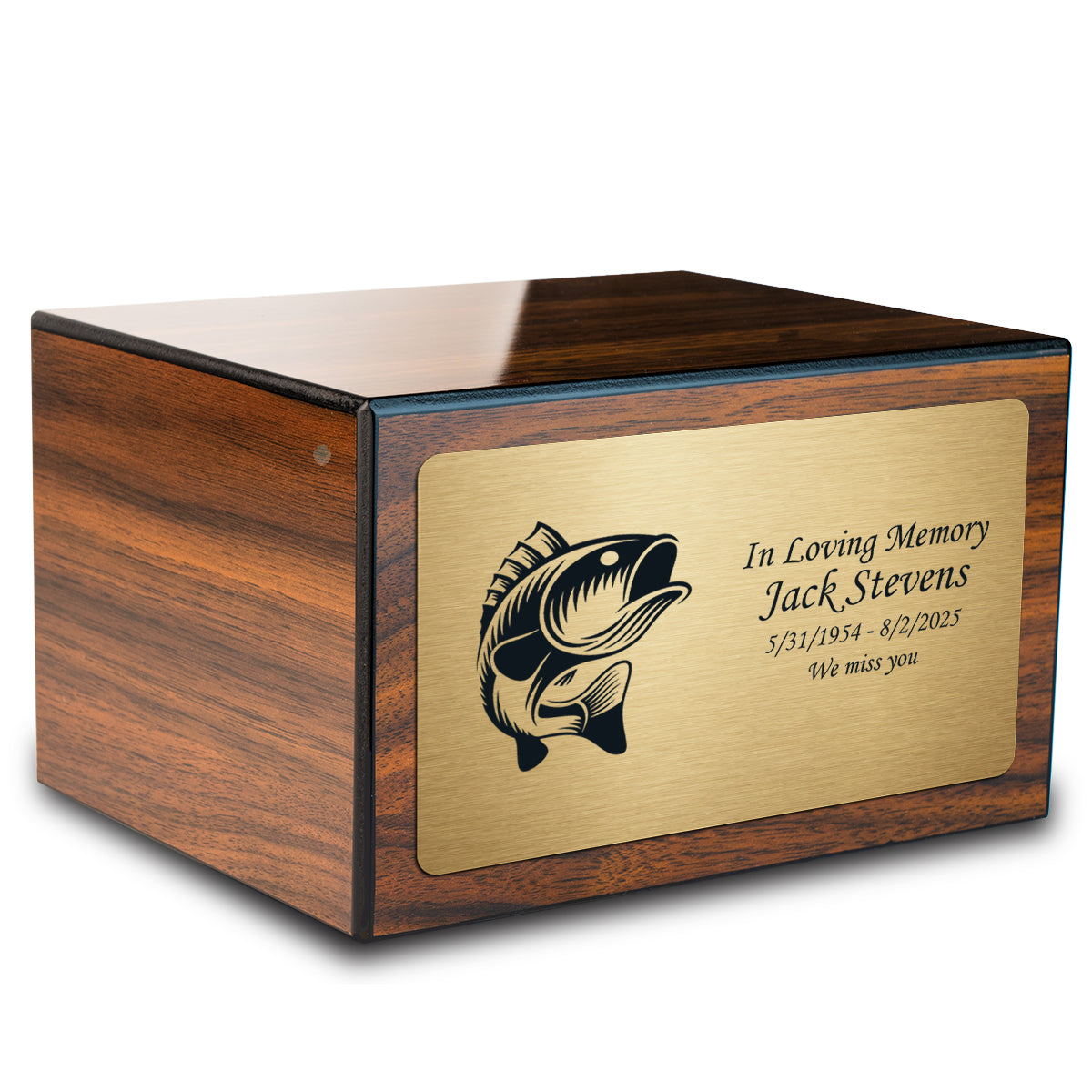 Custom Engraved Heritage Walnut Adult Cremation Urn Memorial Box for Ashes