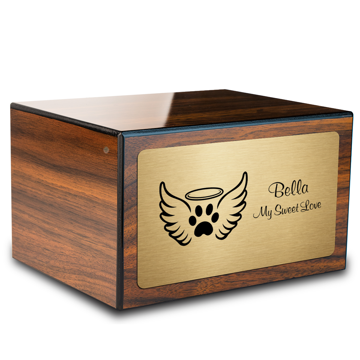 Heritage Walnut Angel Wings Large Pet Cremation Box Urn
