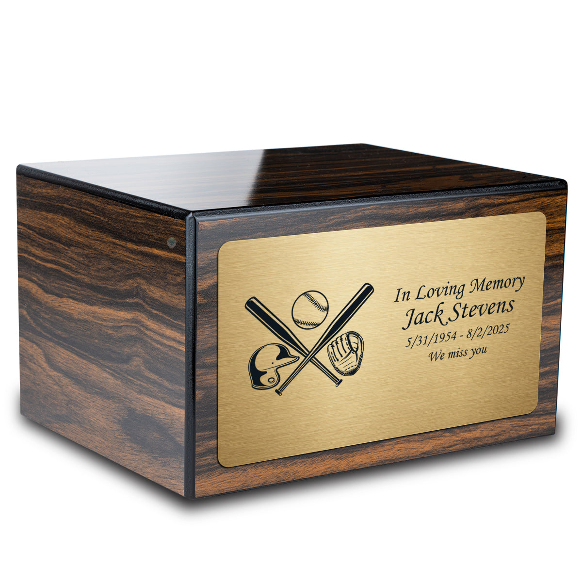 Custom Engraved Heritage Espresso Adult Cremation Urn Memorial Box for Ashes