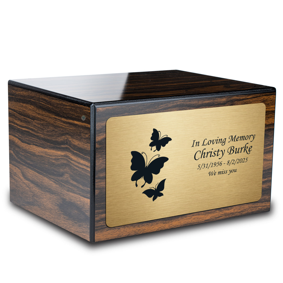 Custom Engraved Heritage Espresso Adult Cremation Urn Memorial Box for Ashes